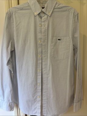 Vineyard Vines Light Blue Windowpane Button-Down Shirt